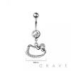 316L SURGICAL STEEL MULTI CZ CUTTIE CAT RIBBON DANGLE BELLY BUTTON NAVEL RING 